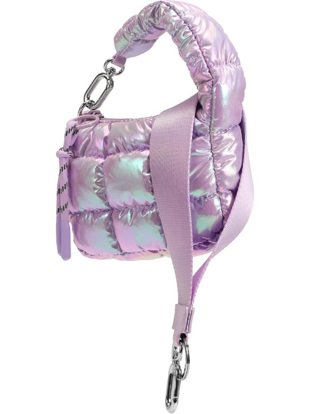 Women Light Purple Zipper Mini Quilted Tote Wristlet Wristlet Cute Crossbody Bag - Picture 4 of 6
